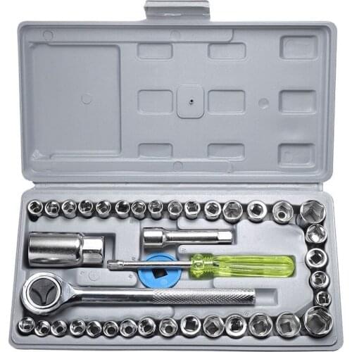 40 Socket Multi-Purpose Household Manual Ratchet Wrench Set Toolbox Car Repairtool Combination