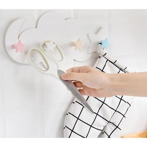 Cute Cloud Star Moon Wall Door Hook Bathroom Bedroom Hanger Holder Home Decor Bags Hats Key Hanger Kitchen Accessories
