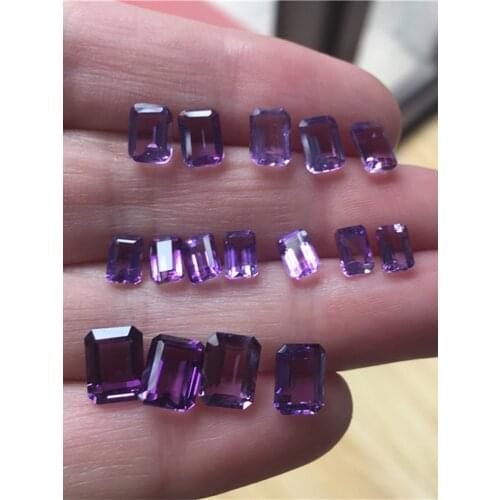 1pcs Natural amethyst gemstones in bulk square hearts round ellipses cut shining transparent brilliant horse eyes used to inlay