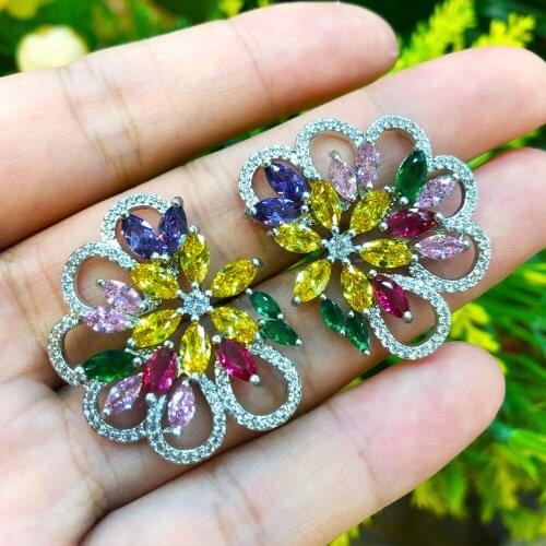 SORAMOORE Blooming Flowers Stud Earrings fashion Jewelry boucle d'oreille charms High Quality original Luxury AAA Cubic Zirconia