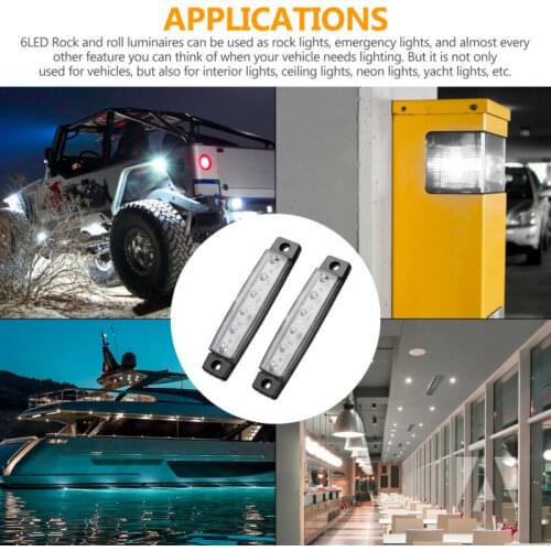 10PCS White Marine Boats LED Cabin Courtesy Lights Deck Stair Stern Transom Light ABS Plastic Case 6 LED Rock Light