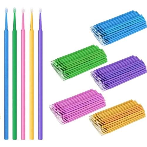 100PCS/Bag Eyelash Brushes Disposable Cotton Swab Micro Individual Eyelashes Microbrush Lash Removing Lash Extension Accessories