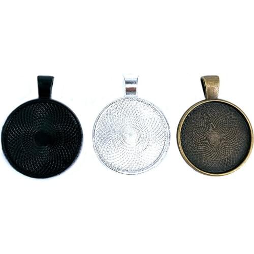 5pc/lot 25mm Necklace Pendant Setting Cabochon Cameo Base Tray Bezel Blank Fit 25mm Cabochons DIY Jewelry Findings A008