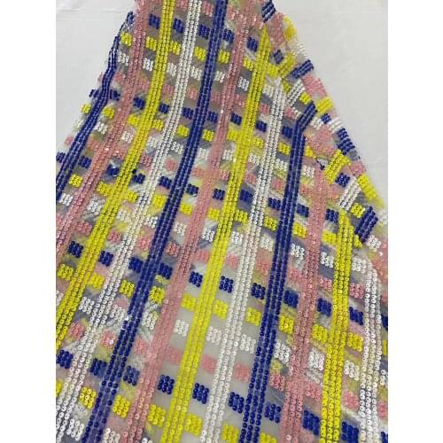 African Lace Fabric 2021 French Lace Fabric Embroidery Nigeria Sequined Tulle Lace Fabric J40161