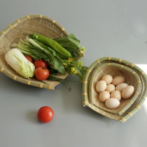 Bamboo Basket Storage Basket Open Mouth Shape Handmade Lightweight Cleaning Fruits Vegetables Dustpans Egg Basket