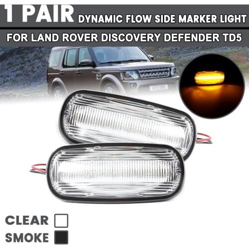 2Pcs Flowing Side Marker Lamp Dynamic LED Side Repeater Indicator Light For Land Rover Discovery Defender TD5