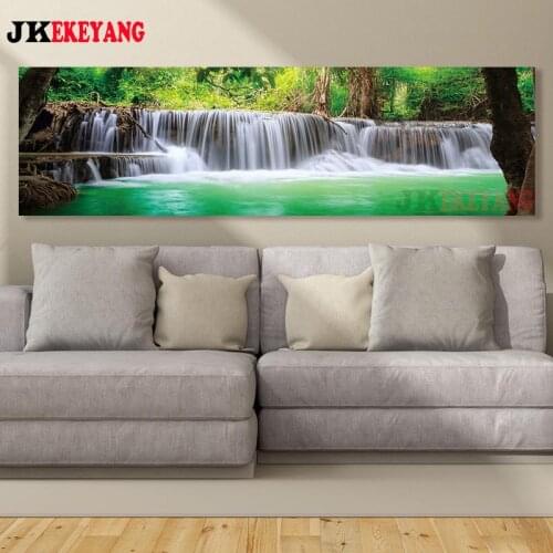 Large Wall Art Pictures 5D Diy diamond painting Forest waterfall Diamond Mosaic Rhinestone Embroidery cross stitch Y4005