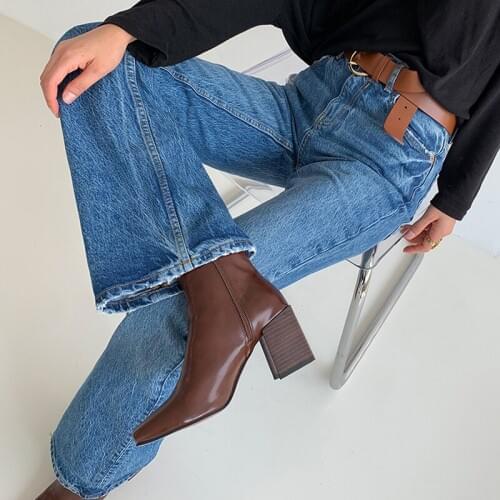 Square Toe Thick Heel Boots Ladies Zipper Winter Shoes Women 2020 Ladies Boots Fashion Multicolor Shoes Women Size 33-42