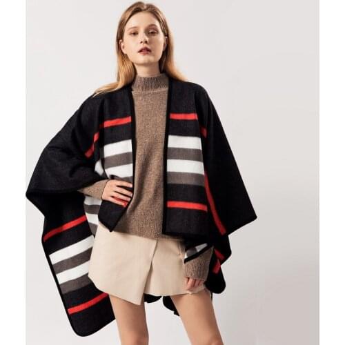 Brand Dresigner Women Winter All-Match Poncho Shawls Wraps Ladies Pashmina Shawl Thick Scarf Stoles Warm Feminino Ponchos Capes