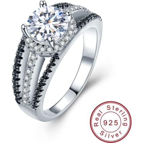 BLACK AWN 925 Sterling Silver Rings Fine Jewelry Trendy Engagement Bague Wedding Rings for Women C022