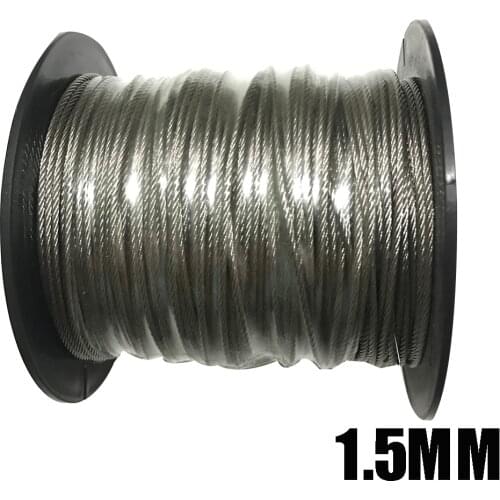 Diameter 1.5mm 7*7 Authentic Marine Seaworthy Grade 7x7 Stainless Steel Cable Wire Rope 100 meters free shipping