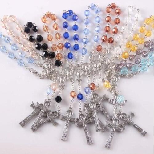Christian cross rosary bracelet Catholic Acrylic beads charm bracelets Religious knickknacks hristian Gifts Small Wholesale