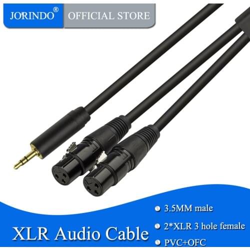 JORINDO 0.5M/1.64FT 3.5MM male pulg to dual XLR 3 pin Audio interface conversion cable,XLR female or male Microphone cable