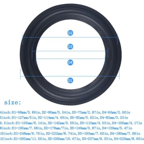 4/5/6.5/8/10/12\" Elastic Rubber Ring Speaker Surround Repair Foam Woofer Edge H4GA