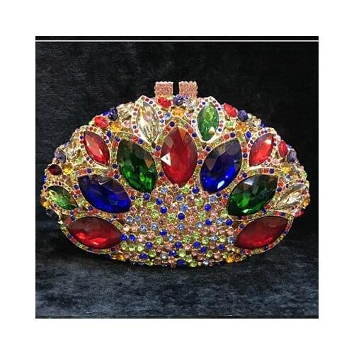 Red Crystal Wedding Clutch Purses dinner Minaudiere Evening Bags Ladies Diamonds Handbag Party crossbody cocktail Day Clutches