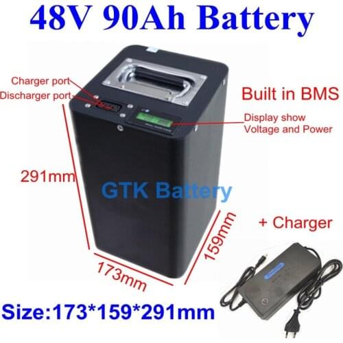 GTK RV EV vehicle Electric bicycle scooter motorcycle li-ion High capacity 48V 90Ah lithium battery + 54.6v 10A Charger