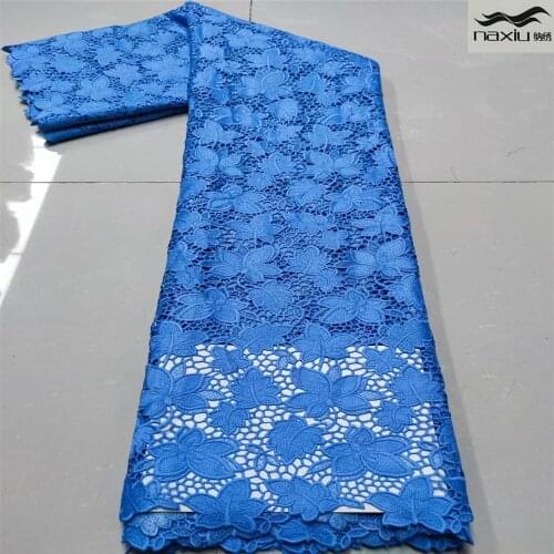 Madison Sky blue African Guipure Lace Fabric 2021 High Quality Lace Material Nigerian Cord Lace Fabric For Wedding Sewing