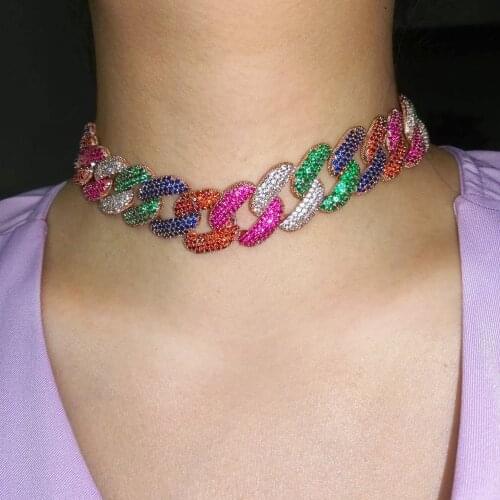 Missvikki Luxury Exquisite Colorful zirconia Noble Chains Necklace Jewelry for Women Girl Bridal Wedding Full Shiny AAA CZ 2020