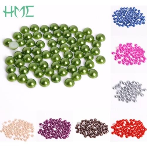 Wholesale Dia. 8mm 19 Colors Half Round Flatback Plastic ABS Imitation Pearl Beads For DIY Jewelry Craft Scrapbook Decoration