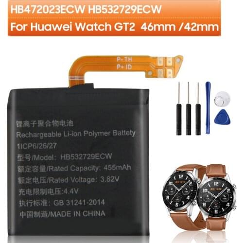 Original Watch Battery HB472023ECW For Huawei WATCH GT2 42MM Genuine Batteries HB532729ECW For Huawei WATCH GT2 46MM