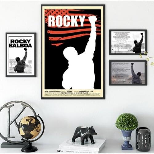 Custom Black and White Rocky Balboa Boxing Movie Painting Posters Prints Wall Art Picture Motivational Living Room Decor Cuadros