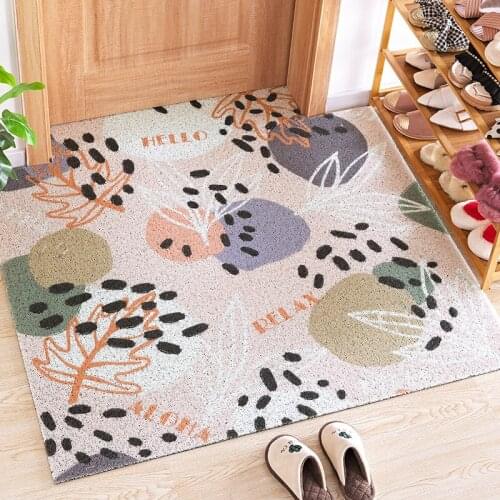 SilkLoop Mat Carpet Cartoon Kiwi Fruit Sesame Leaves Home Indoor Entrance Door Mat Carpet PVC Washable Nordic Contract Doormat
