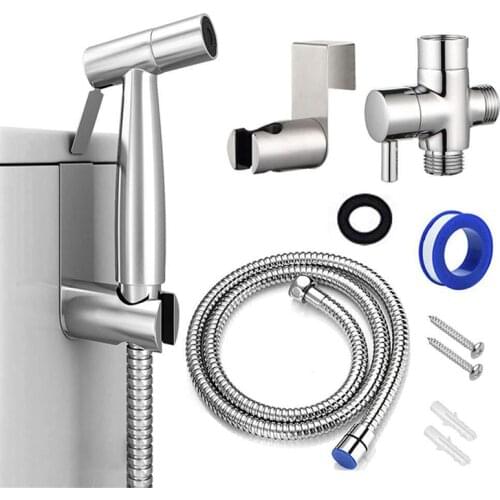 Handheld Bidet Spray Shower Set Toilet Shattaf Sprayer Douche kit Bidet Faucet,Brushed Nickel, 304 Stainless Steel