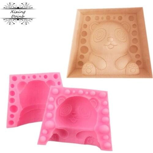 2Pcs/set 3D Cute Panda shape cake fudge silicone mold cake decoration tools DIY chocolate mold baking supplies