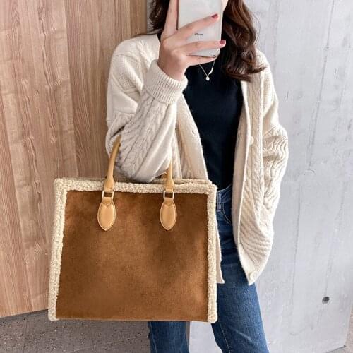 Winter New Fashion Wild Personality Shoulder Bag Big Capacity Female Tote Bags Casual Plush Handbag Soft Warm Fur Shopping Bag