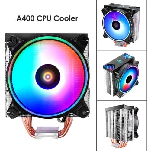 PC Cooling Fan A400 CPU Cooler 4Heatpipes 120mm Fan Single-Tower RGB CPU Air Cooler for LGA 1151 1150 1155 1156 AM4 AM3+ AM2 FM2