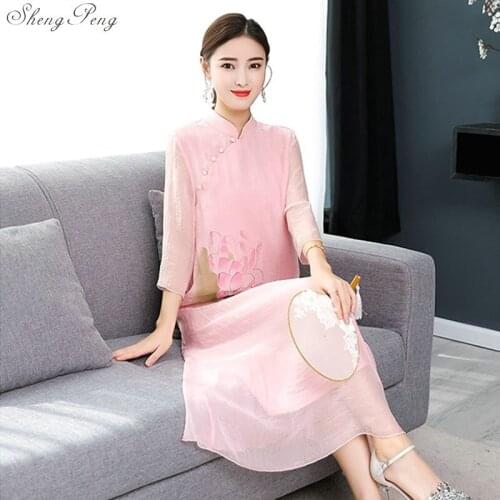 Vintage Floral Qipao Chinese Oriental Dresses Elegant Cheongsam Traditional Chinese Clothing for Woman Q178