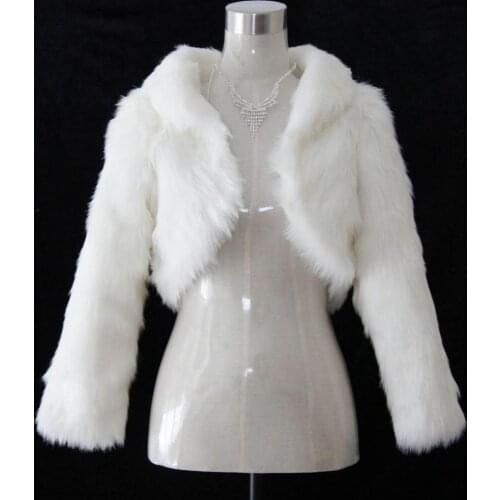 Black Ivory White Faux Fur Wrap Shrug Coat Bridal Shawl Bride Accessories Bolero