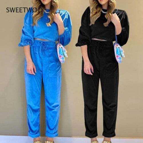 Womens track suit suit solid color long-sleeved top casual pants 2-piece suit womens sportswear jogging clothing