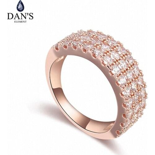 DANS Real Austrian Crystals Brand AAA Zirconia Micro Inlays Fashion Ring for women New Geometric 109998rose