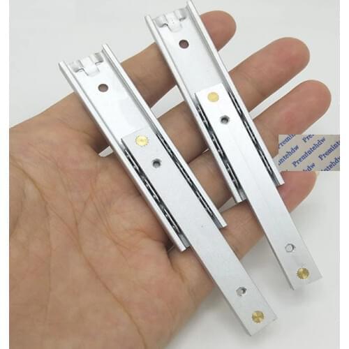 1Pair Mini Aluminum Alloy 2 Fold Ball Bearing Drawer Slide Jewelry Cosmetic Case Electronic Product Gift box