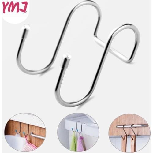 1PC Multi-Purpose Hooks Stainless Steel Double S Shape Storage Hook for Bathroom Kitchen Wall and Door Organizer Accessories