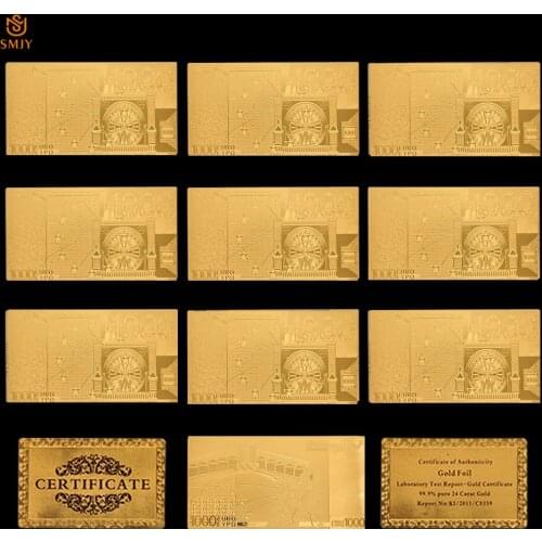 10Pcs/Lot Souvenir Euro Gold Banknote 1000 Euro Gold Foil Bills Replica Money Collection Banknote