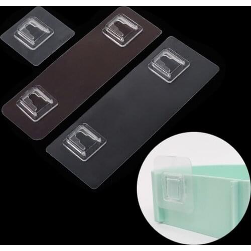 2/5 pcs Transparent Traceless Strong Adhesive Hook Bathroom Shelf Sticker Waterproof Kitchen Sticking Wall Rack Hook Hanger