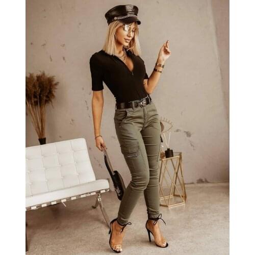 2021 Sports Zipper Pocket Design Casual Pants Without BeltLegging Sexy High Waist Pants Good Elasticity