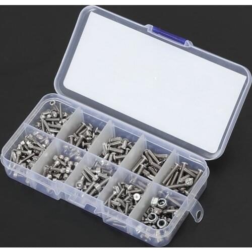 300pcs M2.5 M3 M4 Stainless Steel Hex Socket Screw Nut Cap/Button Head Screw for 1/16 RC Monster Trucks Traxxas Summit E-Revo