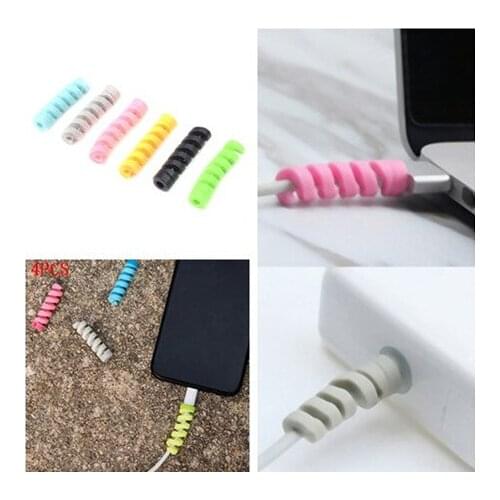 4 Pcs Cable Protector Winder Data Line Case Rope Sleeves Spring Twine Protection Randomly Color