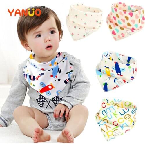 8 Styles Baby Scarf Burp Cloth Cartoon Baby Bibs Baby Clothes Toddler Cotton Button Triangle Scarf Bandana Bibs Baby Stuff