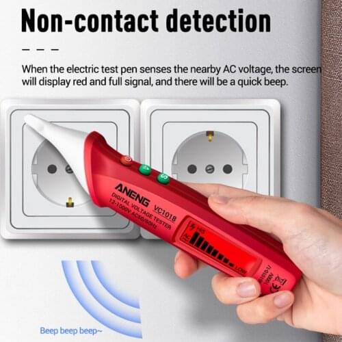 Non Contact Voltage Tester AC Electricity Detect Pen Electric Tester Pen Meter Detector 1000V Voltmeter Buzzer Flashlight