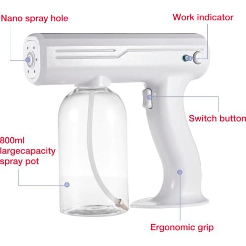 800ml Disinfection Spray Tool Cordless Electric Sprayer Wireless Charging Type Nano Atomizing Spray Gun Electric Sprayer