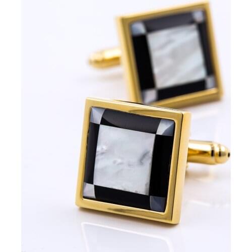 KFLK brand high quality men square Gold-color shell cufflinks wedding gift button 2020 new products