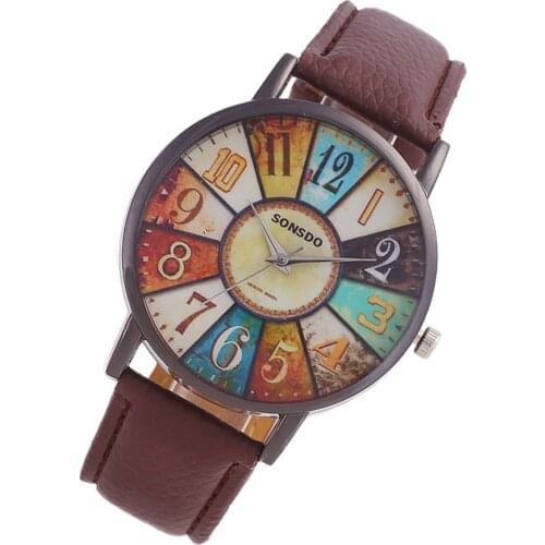 Womens Unisex Retro Casual Faux Leather Analog Quartz Watch relogio feminino часы женские наручные montre femme #1