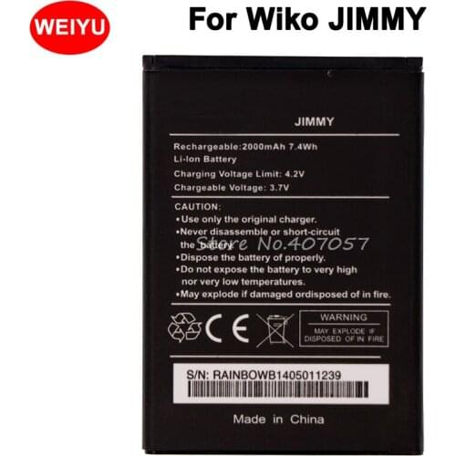 For Wiko JIMMY Battery 2000mAh High Quality Bateria batterie