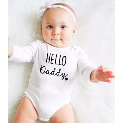 Toddler Infant Baby Boys Girls Long Sleeve Hello Daddy Romper Jumpsuit Newborn Fashion Cute Soft Clothes Outfits 0-24M