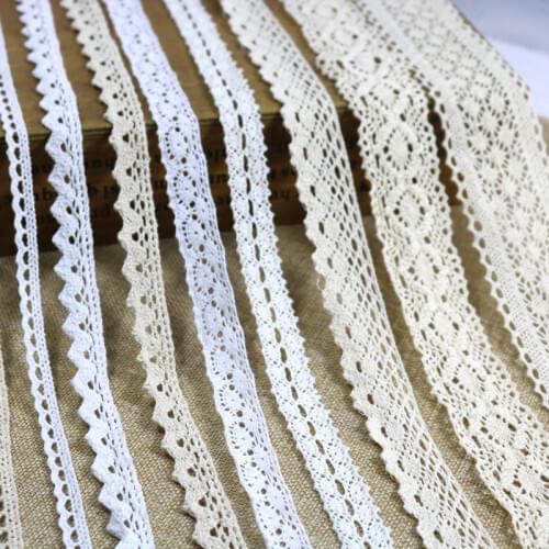 Cotton Lace Ribbon Beige White Black 5Yards DIY Handmade Wedding Party Craft Gift Packing Patchwork Cotton Crocheted Lace Ribbon