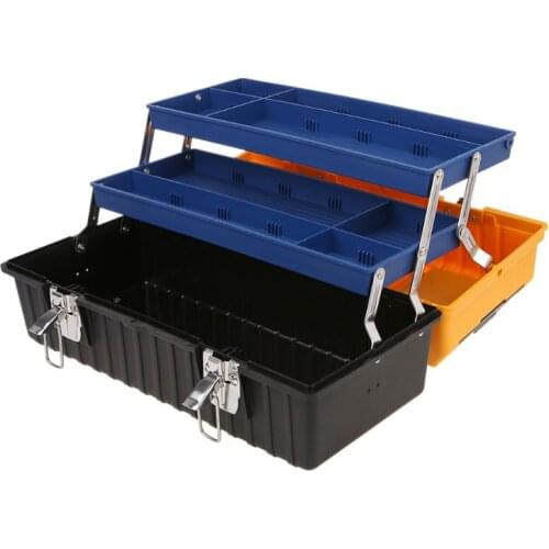 HX5B 17" Large Plastic Tool Box 3 Layer Storage Hardware Toolbox Home Multifunction Car Repair Container Case